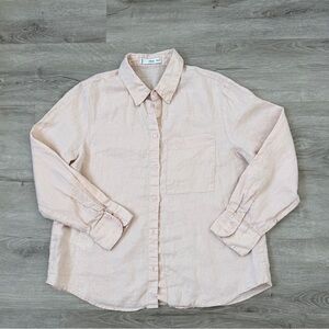 Mango Pale Blush Linen Button-Down Shirt